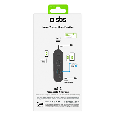 Powerbank avec entrées Type-C et Micro USB