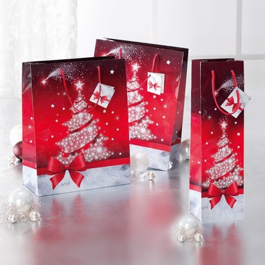 SIGEL Sacch. regalo Sparkling Tree GT024 glossy 100x350x80mm 5 pz.