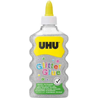 UHU Glitter Glue Maxi 510572 argento, 185 g