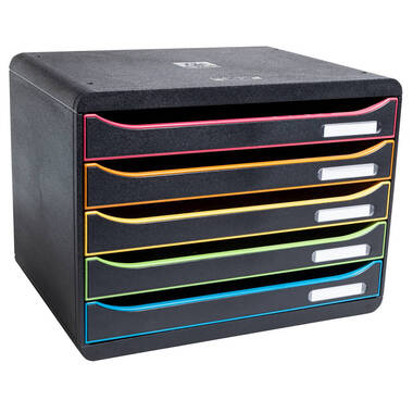 EXACOMPTA Schubladenbox Big-Box Plus 308914D schwarz/Harlekin, 5 Schubl.