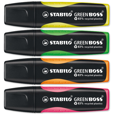 STABILO Textmarker GREEN BOSS 2-5mm 6070/04 4-farbig ass., Tischset
