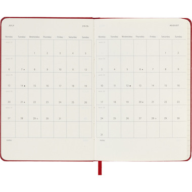 MOLESKINE Agenda Classic Pocket 2026 DHF212WN2Y26 1S/1P rouge écarlate HC 9x14cm