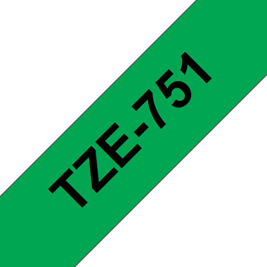 PTOUCH Nastro, plastific. nero/verde TZe-751 PT-2450DX 24 mm