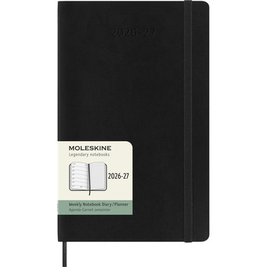 MOLESKINE Wochen-Notizkalender 26/27 DSB18WN3Y27 18M liniert SC schwarz 13x21cm