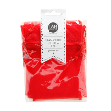 I AM CREATIVE Sachets en organza 12x17cm 2100.09 rouge 6 pièces