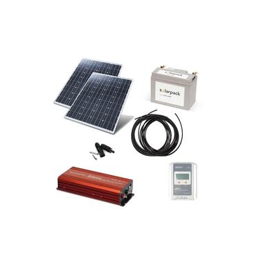 autosolar Inselanlage 200 W mit Wechselrichter und 55 Ah Batterie