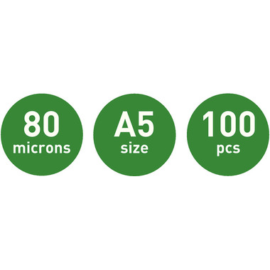 LEITZ Pochettes à plastifier A5 74920000 brillant, 80my 100 pcs.