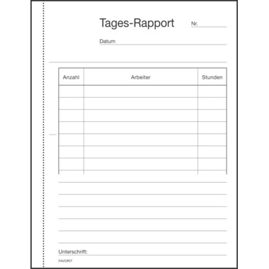 FAVORIT Rapport journalier D A6 9197 W blanc/blanc 100x2 feuilles