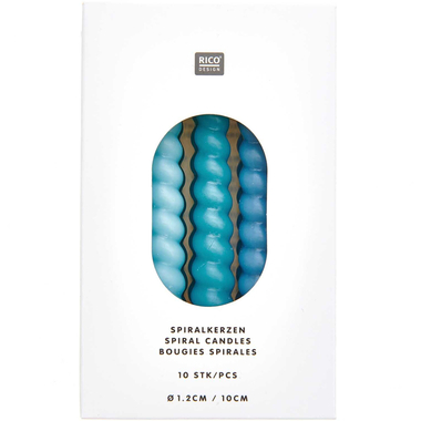RICO DESIGN Candele a spirale 10cm 400104 Smokey blu mix 10 pezzi