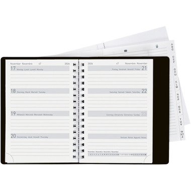 BIELLA Agenda Memento Wire-O 2026 858673020026U 1S/2P nero ML 10.1x14.2cm