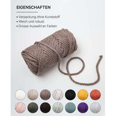 I AM CREATIVE Macrame Rope 6205.04 coffee 5mm, 330g