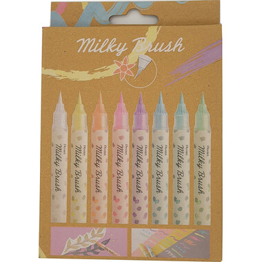 PENTEL Crayon pinceau Milky Brush XGFH-P8 assortis, 8pcs.