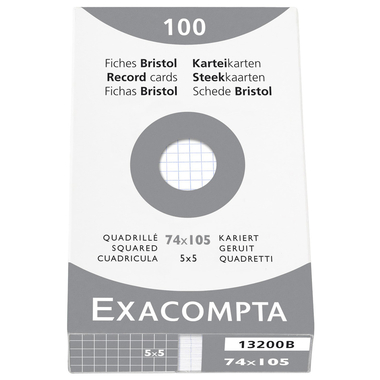 EXACOMPTA Karteikarten kariert 5mm A7 13200B weiss 100 Stück