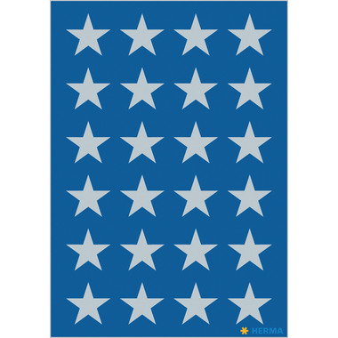 HERMA Sticker Stelle 15mm 3418 argento 72 pezzi/3 fogli