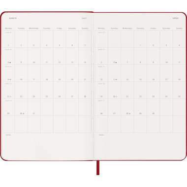 MOLESKINE Agenda Classic Large 2027 DHF212WN3Y27 1W/1S scharlachrot HC 13x21cm
