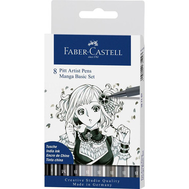 FABER-CASTELL Pitt Artist Pen Manga Basic 167107 grau 8 Stück