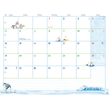 HEYE Monatsplaner Helme Heine 2026 20496+26 DE 44x34cm