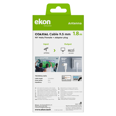 Câble coaxial avec connecteurs coudés | Ekon