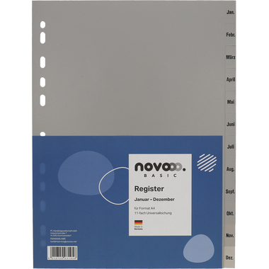 NOVOOO Répertoires PP A4 40948 gris Jan-Dez DE