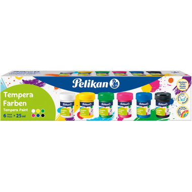 PELIKAN base peinture tempera 25ml 804882 6 couleurs ass.