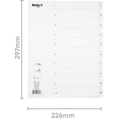 BIELLA Répertoire carton Smartind. A4 46941001U blanc 1-10