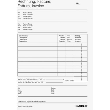 BIELLA Fattura COPY-BLOC T/F A6 51362500U autocopiativo 50x2 fogli