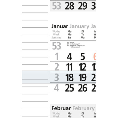 BÜHNER 3-Monatskalender 2027 M3KPNBL-R-FS ML 30x56cm