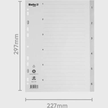 BIELLA Register PP A4 47140600U grau 1-6