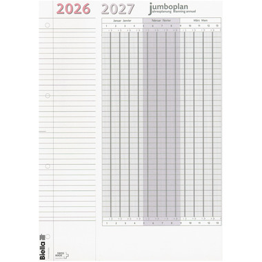 BIELLA Wandplaner Jumbo 2 Stk. 2026 876418000026 1J/1S weiss 64.5x29.7cm