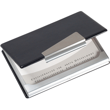 SIGEL Visitenkarten-Etui 62x95mm VZ131 silber/schwarz -20 Karten