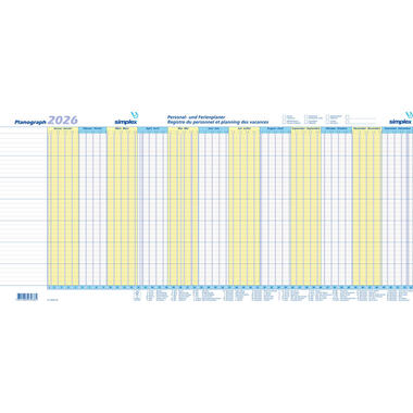 SIMPLEX Planograph 10 Stück 2026 40365.26 1J/1S DE/FR 64x29.6cm