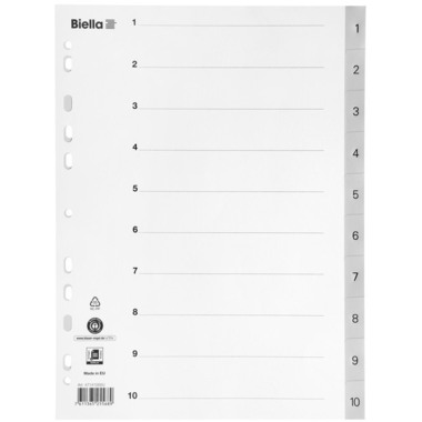 BIELLA Register PP A4 47141000U grau 1-10