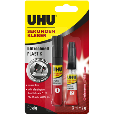 UHU Supercolla PLASTICA 46140 veloce, fluida 2g+3ml