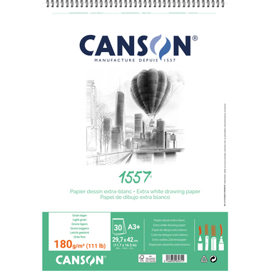 CANSON Blocco a spirale 1557 A3 31412A005 bianco, 180g 30 fogli