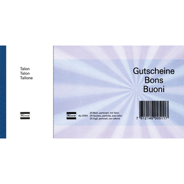 FAVORIT Buono d'aquisto T/F/I 2059blau blu,20.5x10.5cm,Blocco d.25fg.