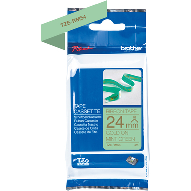PTOUCH Nastro verde m./oro TZE-RM54 Sistemi Tze 24mm