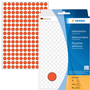 HERMA Etiquettes ronde 8mm 2212 rouge 5632 pcs.
