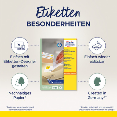 AVERY ZWECKFORM Etichette Attenz. 35,6x16,9mm L4732REV1 white remov. 10 fogli/800 pz.
