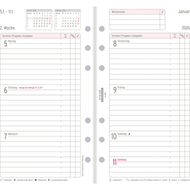 CHRONOPLAN Ersatz Wochenplan 2026 50256Z.26 1W/2S in Zeilen Midi