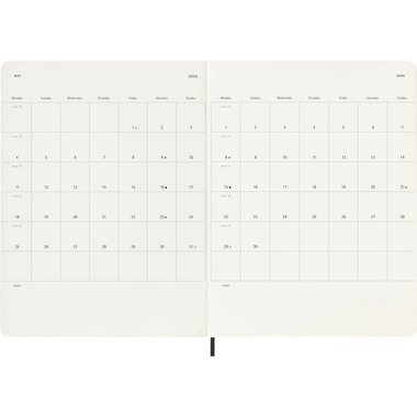 MOLESKINE Agenda Classic X-Large 2026 DSB12WN4Y26 1S/1P nero SC 19x25cm