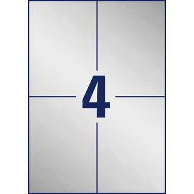 AVERY ZWECKFORM Typenschild Label 105x148mm L613420 silber 80 Stück/20 Blatt