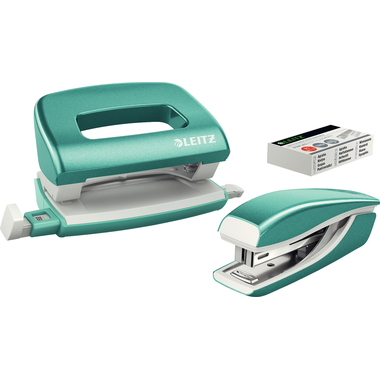 LEITZ Locher/Hefter NeXXt WOW 5561 55612051 eisblau, Bundle 10 Blatt