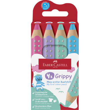 FABER-CASTELL Farbstifte Grippy 110702 4 Farben, pastell