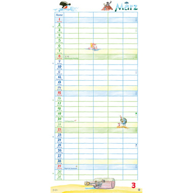 HEYE Familienplaner H. Heine 2026 1586+26 1M/1S DE 5 Spalten 21x45cm