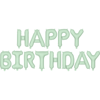PARTYDECO Palloncino in foil 340x35cm FB6T-012 Happy Birthday verde chiaro