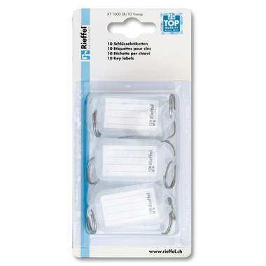RIEFFEL SWITZERLAND Etiquettes clé 38x22mm KT 1000 SB/10 TRANSP transparent 10 pcs.