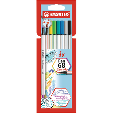 STABILO Stylo Fibre 68 brush 568/24-21 ass. 8 pcs.