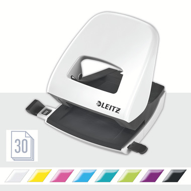LEITZ Perforateur/Agrafeuse WOW 5095-10-01 blanc, Bundle 30 feuilles