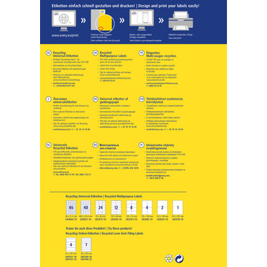 AVERY ZWECKFORM Etichette 36x70mm LR3475-10 bianco, perm. 10 fogli/24 pz.