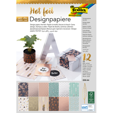 FOLIA Folia Designpapier 11549 Hot Foil, 12 Blatt A4